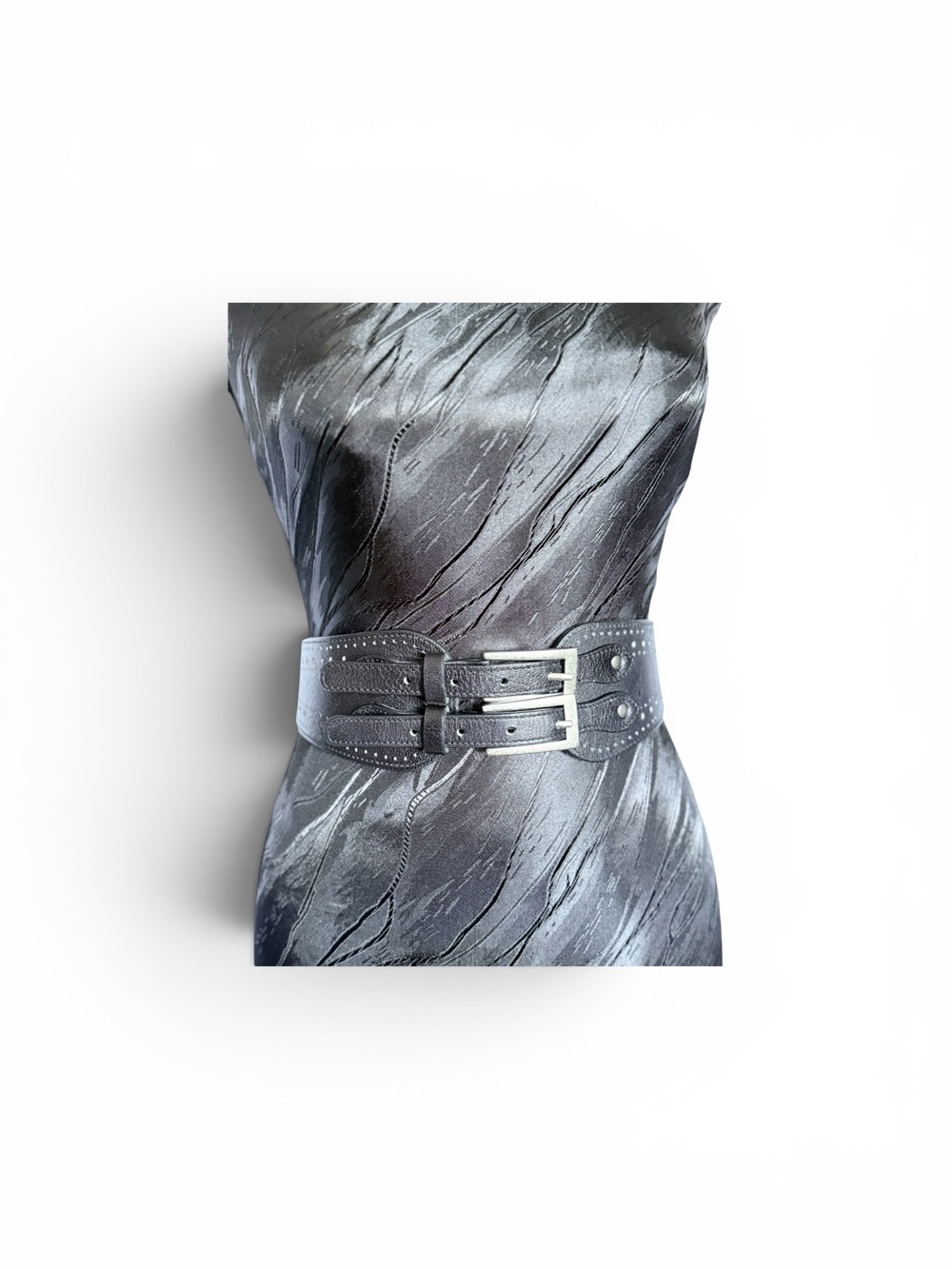 Anthropologie Black Wide Double Buckle Corset Elastic Waist Belt M/L - Picture 3 of 10